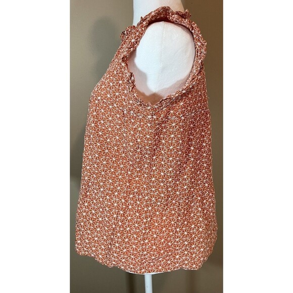 Kindred Women’s Cotton Sleeveless Blouse L Pumpkin Eyelet Cottage Prairie Cute - Picture 5 of 9